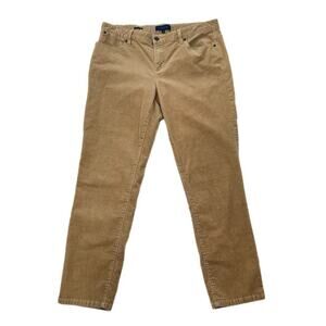 Talbots Corduroy Signature Pants Womens 12 Beige Stretch Casual Office Straight
